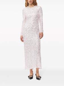 GANNI Midi-jurk met pailletten en lange mouwen - Wit
