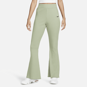 Nike Sportswear geribde jersey damesbroek met wijde pijpen en hoge taille - Groen