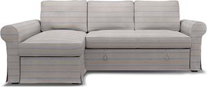 Bemz IKEA - Hoes voor slaapbank Backabro met chaise longue, Blue Stripe, Katoen