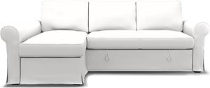 Bemz IKEA - Hoes voor slaapbank Backabro met chaise longue, Absolute White, Katoen