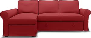 Bemz IKEA - Hoes voor slaapbank Backabro met chaise longue, Scarlet Red, Katoen