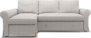 Bemz IKEA - Hoes voor slaapbank Backabro met chaise longue, Silver Grey, Katoen