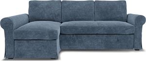 Bemz IKEA - Hoes voor slaapbank Backabro met chaise longue, Mineral Blue, Fluweel