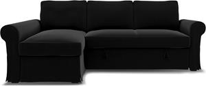 Bemz IKEA - Hoes voor slaapbank Backabro met chaise longue, Black, Fluweel