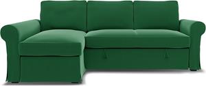 Bemz IKEA - Hoes voor slaapbank Backabro met chaise longue, Abundant Green, Fluweel