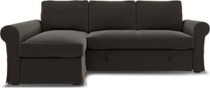 Bemz IKEA - Hoes voor slaapbank Backabro met chaise longue, Licorice, Fluweel