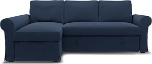 Bemz IKEA - Hoes voor slaapbank Backabro met chaise longue, Navy Blue, Linnen