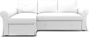 Bemz IKEA - Hoes voor slaapbank Backabro met chaise longue, Absolute White, Linnen