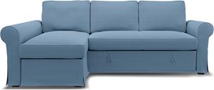 Bemz IKEA - Hoes voor slaapbank Backabro met chaise longue, Vintage Blue, Linnen