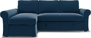 Bemz IKEA - Hoes voor slaapbank Backabro met chaise longue, Denim Blue, Moody Seventies Collection