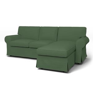 Bemz IKEA - Hoes voor 3-zitsbank Ektorp met chaise longue, Palm Green, Corduroy
