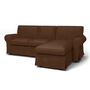 Bemz IKEA - Hoes voor 3-zitsbank Ektorp met chaise longue, Chocolate Brown, Corduroy