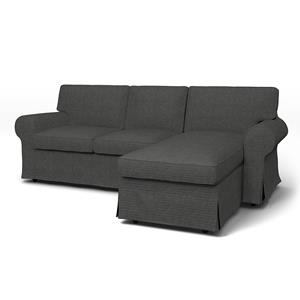 Bemz IKEA - Hoes voor 3-zitsbank Ektorp met chaise longue, Licorice, Corduroy