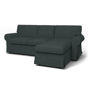 Bemz IKEA - Hoes voor 3-zitsbank Ektorp met chaise longue, Graphite Grey, Katoen