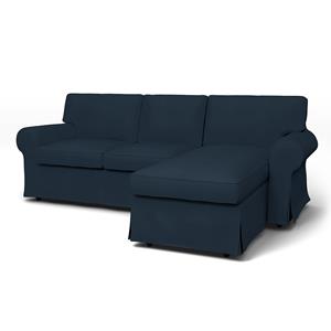 Bemz IKEA - Hoes voor 3-zitsbank Ektorp met chaise longue, Navy Blue, Katoen