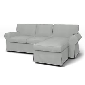 Bemz IKEA - Hoes voor 3-zitsbank Ektorp met chaise longue, Silver Grey, Katoen