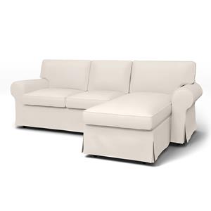 Bemz IKEA - Hoes voor 3-zitsbank Ektorp met chaise longue, Soft White, Katoen
