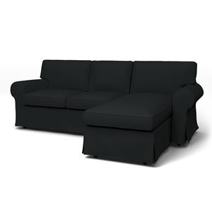 Bemz IKEA - Hoes voor 3-zitsbank Ektorp met chaise longue, Jet Black, Katoen
