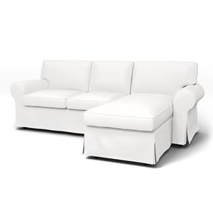 Bemz IKEA - Hoes voor 3-zitsbank Ektorp met chaise longue, Absolute White, Katoen