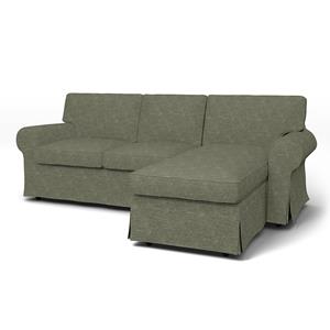 Bemz IKEA - Hoes voor 3-zitsbank Ektorp met chaise longue, Green Grey, Fluweel