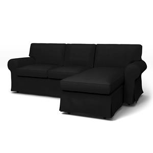 Bemz IKEA - Hoes voor 3-zitsbank Ektorp met chaise longue, Black, Fluweel