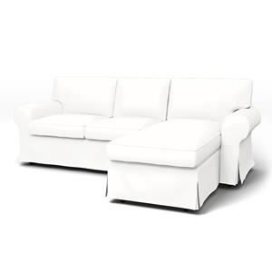 Bemz IKEA - Hoes voor 3-zitsbank Ektorp met chaise longue, Absolute White, Linnen