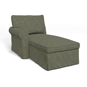 Bemz IKEA - Hoes voor chaise longue Ektorp met armleuning links, Green Grey, Fluweel