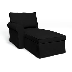 Bemz IKEA - Hoes voor chaise longue Ektorp met armleuning links, Black, Fluweel