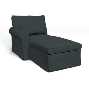 Bemz IKEA - Hoes voor chaise longue Ektorp met armleuning links, Graphite Grey, Linnen