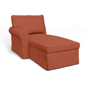 Bemz IKEA - Hoes voor chaise longue Ektorp met armleuning links, Burnt Orange, Linnen