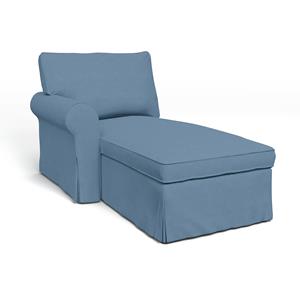 Bemz IKEA - Hoes voor chaise longue Ektorp met armleuning links, Vintage Blue, Linnen