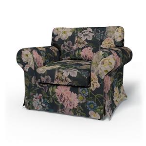 Bemz IKEA - Hoes voor fauteuil Ektorp, Delft Flower - Graphite, Linnen