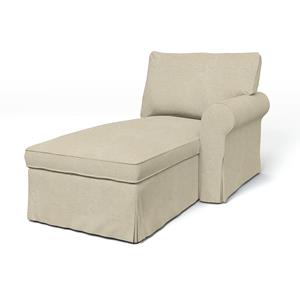 Bemz IKEA - Hoes voor chaise longue Ektorp met armleuning rechts, Cream, BOUCLÉ EN TEXTUUR