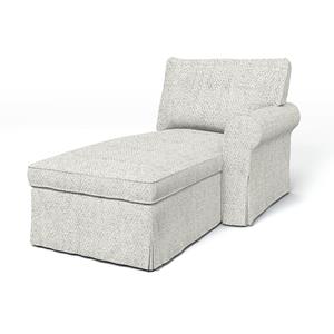 Bemz IKEA - Hoes voor chaise longue Ektorp met armleuning rechts, Ivory, BOUCLÉ EN TEXTUUR
