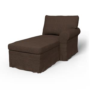 Bemz IKEA - Hoes voor chaise longue Ektorp met armleuning rechts, Chocolate, BOUCLÉ EN TEXTUUR