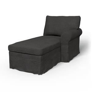 Bemz IKEA - Hoes voor chaise longue Ektorp met armleuning rechts, Espresso, Linnen