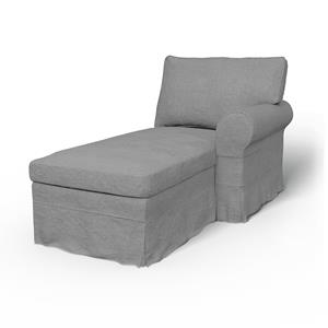 Bemz IKEA - Hoes voor chaise longue Ektorp met armleuning rechts, Graphite, Linnen