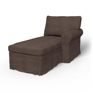 Bemz IKEA - Hoes voor chaise longue Ektorp met armleuning rechts, Cocoa, Linnen