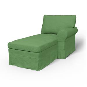 Bemz IKEA - Hoes voor chaise longue Ektorp met armleuning rechts, Apple Green, Linnen