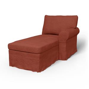 Bemz IKEA - Hoes voor chaise longue Ektorp met armleuning rechts, Terracotta, Linnen