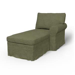 Bemz IKEA - Hoes voor chaise longue Ektorp met armleuning rechts, Meadow Green, BOUCLÉ EN TEXTUUR