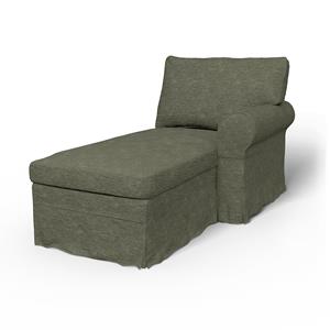 Bemz IKEA - Hoes voor chaise longue Ektorp met armleuning rechts, Green Grey, Fluweel