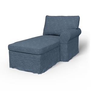 Bemz IKEA - Hoes voor chaise longue Ektorp met armleuning rechts, Mineral Blue, Fluweel