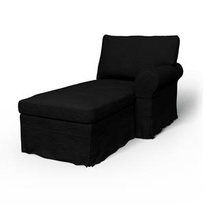 Bemz IKEA - Hoes voor chaise longue Ektorp met armleuning rechts, Black, Fluweel