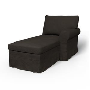 Bemz IKEA - Hoes voor chaise longue Ektorp met armleuning rechts, Licorice, Fluweel