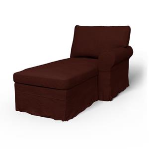 Bemz IKEA - Hoes voor chaise longue Ektorp met armleuning rechts, Ground Coffee, Fluweel