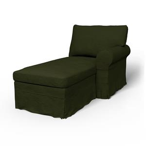 Bemz IKEA - Hoes voor chaise longue Ektorp met armleuning rechts, Moss, Fluweel