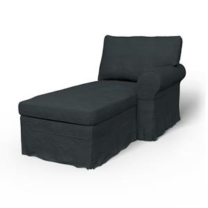 Bemz IKEA - Hoes voor chaise longue Ektorp met armleuning rechts, Graphite Grey, Linnen