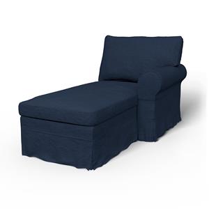 Bemz IKEA - Hoes voor chaise longue Ektorp met armleuning rechts, Navy Blue, Linnen