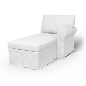 Bemz IKEA - Hoes voor chaise longue Ektorp met armleuning rechts, Absolute White, Linnen